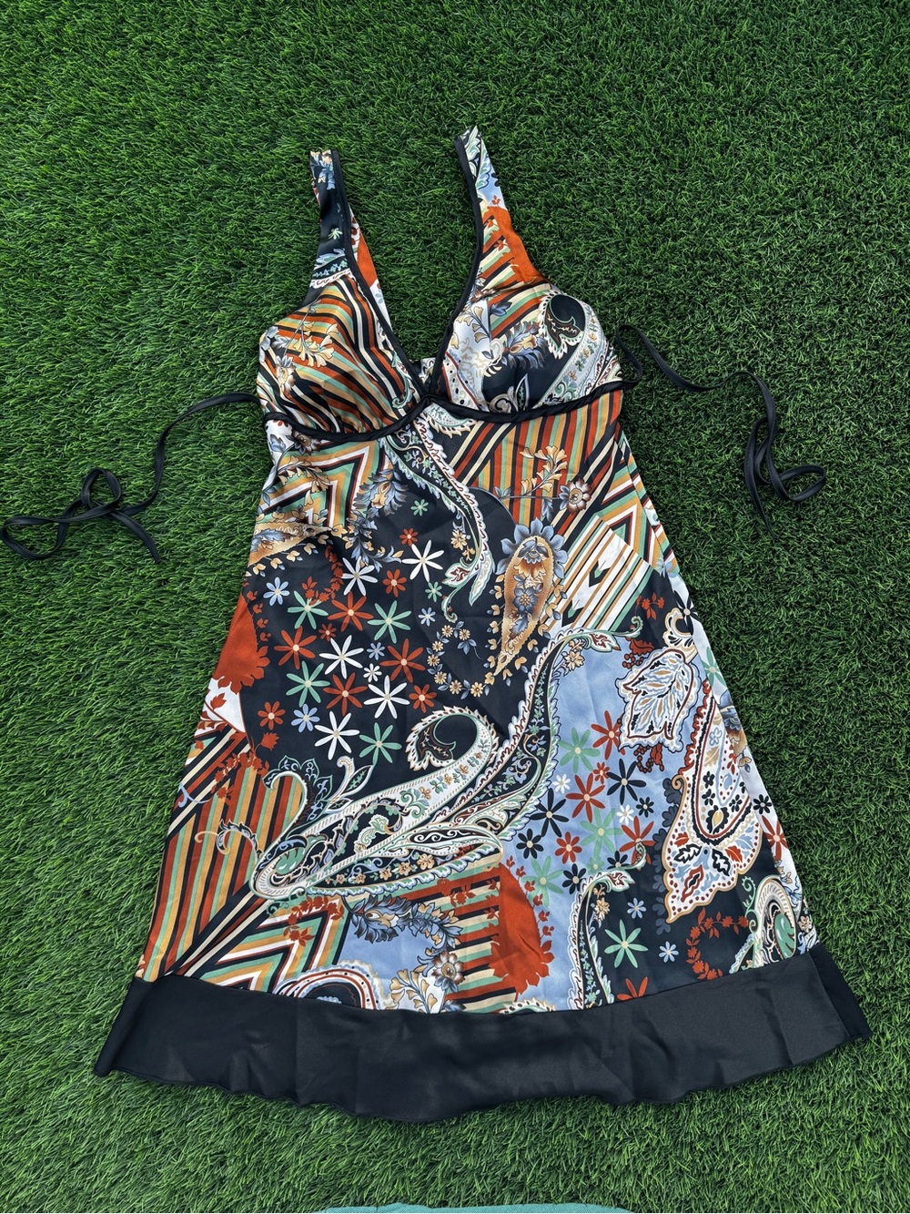 2000s Papaya Women’s Printed V-Neck Tank Dress